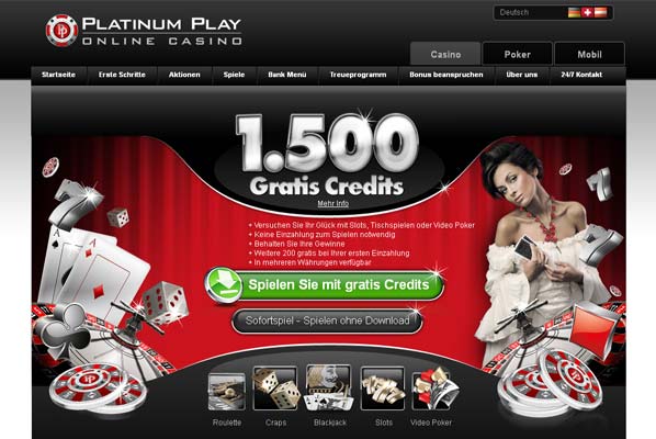 Platinum Play Webseite